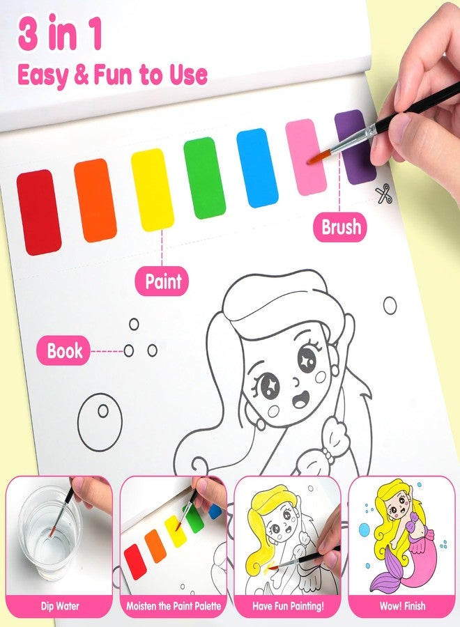 ZIZZ Valentines Day Gifts for Girls Boys, Paint with Water Coloring Books for Toddler, 2 Pack Watercolor Painting Set for Kid Ages 3-5 4-8, Drawing Activity Kit Art Craft Toy Birthday Gifts for Girl - Image 4